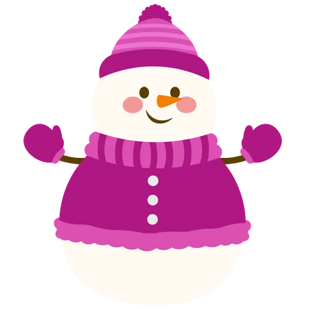 Lindo muñeco de nieve con suéter rosa  Ilustración