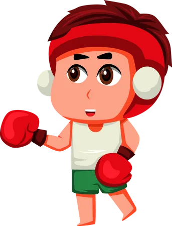 Lindo niño haciendo boxeo  Ilustración