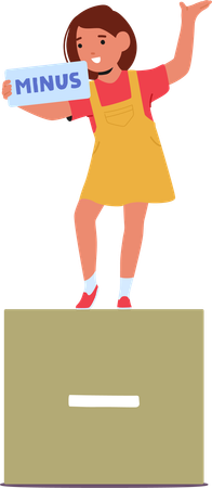 Lindo niño sonriente con un signo menos  Ilustración