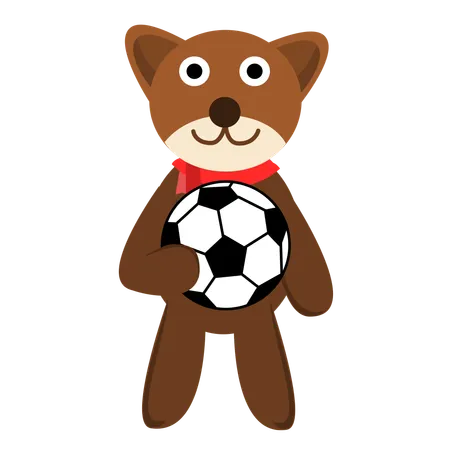 Lindo oso jugando al fútbol  Ilustración