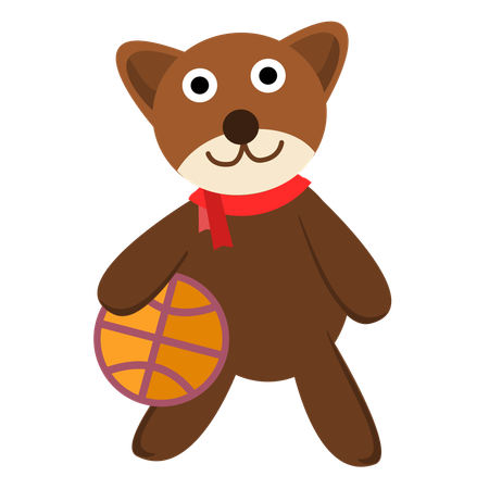 Lindo oso jugar baloncesto  Ilustración