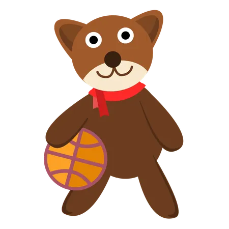 Lindo oso jugar baloncesto  Ilustración