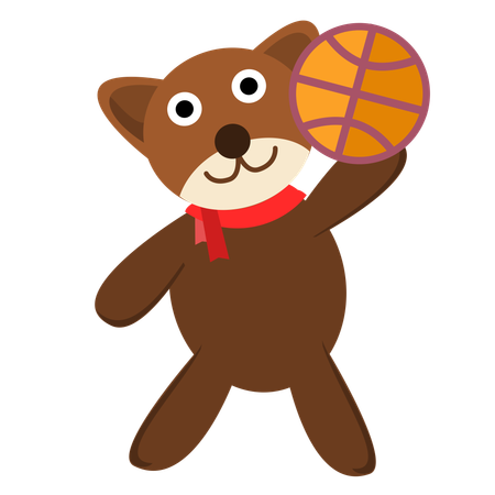 Lindo oso jugar baloncesto  Ilustración