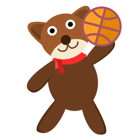 Lindo oso jugar baloncesto  Ilustración