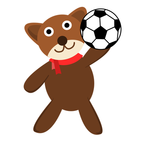 Lindo oso jugar al fútbol  Ilustración