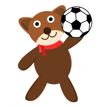 Lindo oso jugar al fútbol  Ilustración