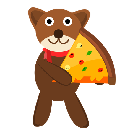 Lindo oso sosteniendo pizza en rodajas  Ilustración