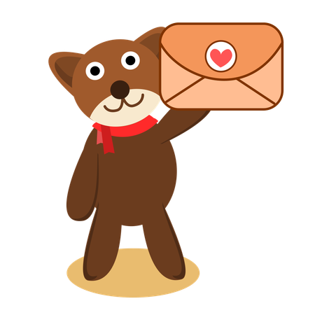 Lindo oso sosteniendo sobre de correo  Ilustración