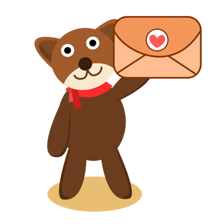 Lindo oso sosteniendo sobre de correo  Ilustración