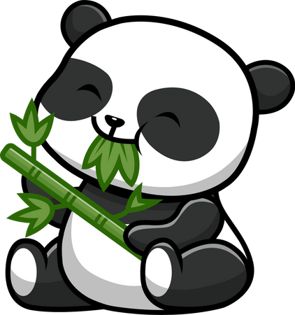 Lindo panda come bambú  Ilustración