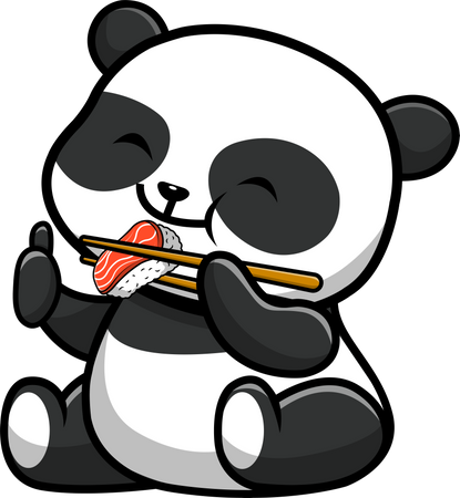 Lindo panda come sushi  Ilustración