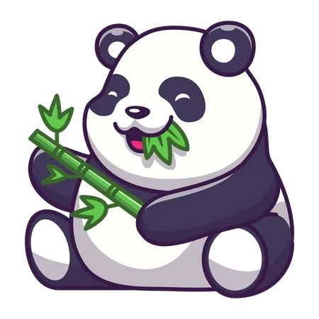 Lindo panda comiendo hojas  Ilustración