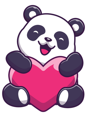 Lindo panda con corazón  Ilustración