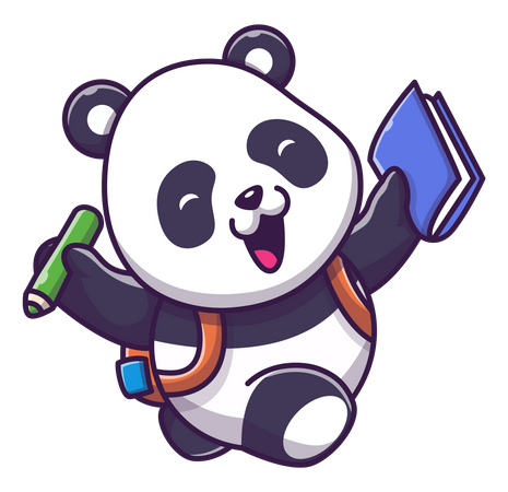 Lindo panda yendo a la escuela  Ilustración