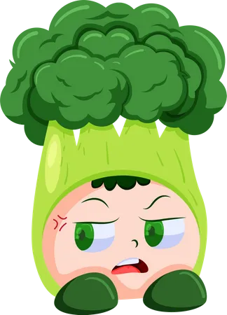 Lindo personaje de brócoli  Ilustración