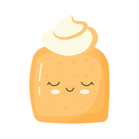 Lindo personaje de delicioso pastel pan panadería postre comida dulce  Ilustración