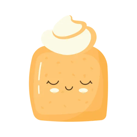 Lindo personaje de delicioso pastel pan panadería postre comida dulce  Ilustración