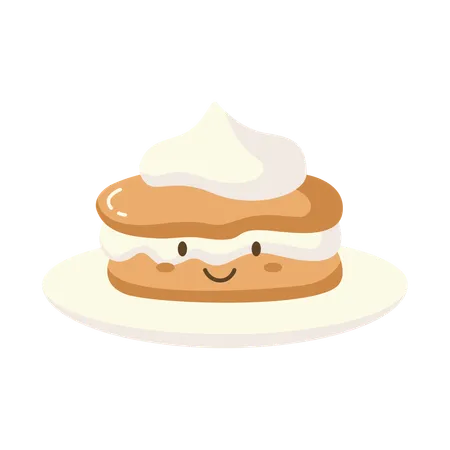 Lindo personaje de delicioso pastel pan panadería postre comida dulce  Ilustración