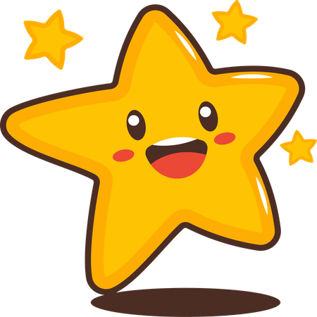 Lindo personaje de estrella centelleante con expresión feliz  Ilustración