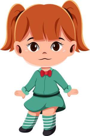 Lindo personaje de niña  Ilustración