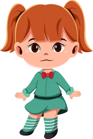 Lindo personaje de niña  Ilustración