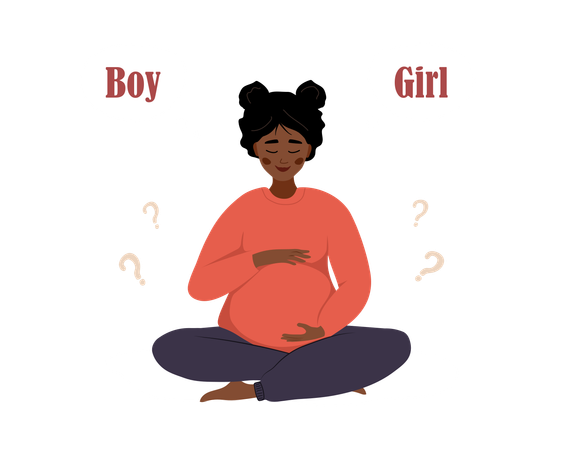 Lindo personaje femenino africano esperando un bebé  Ilustración