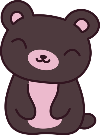 Lindo personaje de mascota animal de oso de peluche marrón con expresión feliz  Ilustración