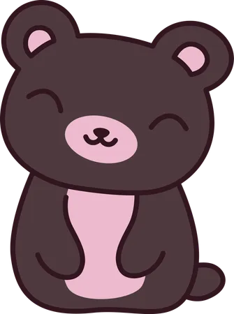 Lindo personaje de mascota animal de oso de peluche marrón con expresión feliz  Ilustración