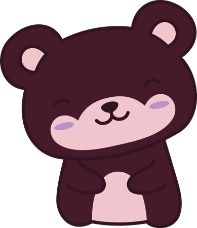 Lindo personaje de mascota animal de oso de peluche marrón con expresión feliz  Ilustración