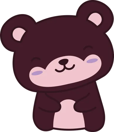 Lindo personaje de mascota animal de oso de peluche marrón con expresión feliz  Ilustración