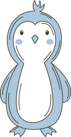 Lindo pingüino azul animal  Ilustración