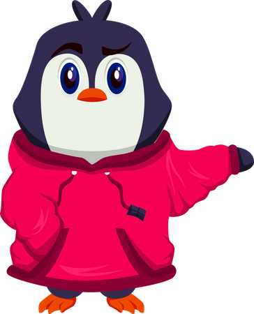 Lindo pingüino vistiendo ropa de invierno  Ilustración