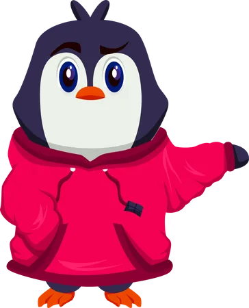 Lindo pingüino vistiendo ropa de invierno  Ilustración