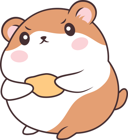 Lindo ratón hámster marrón comiendo un bocadillo de patata  Illustration