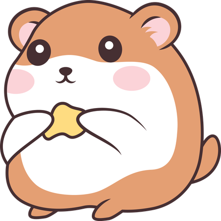 Lindo ratón hámster marrón comiendo un bocadillo de patata  Illustration
