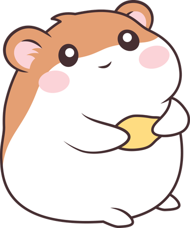 Lindo ratón hámster marrón comiendo un bocadillo de patata  Illustration