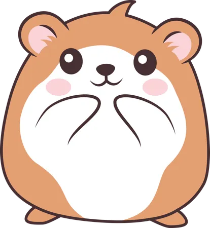 Lindo ratón hámster marrón con expresión feliz  Illustration