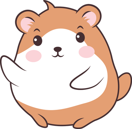Lindo ratón hámster marrón con expresión feliz  Illustration
