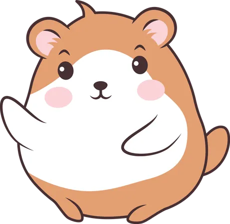 Lindo ratón hámster marrón con expresión feliz  Illustration