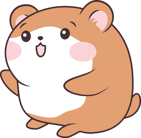 Lindo ratón hámster marrón con expresión feliz  Illustration