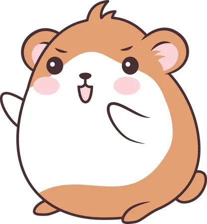 Lindo ratón hámster marrón con expresión feliz  Illustration