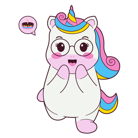 Lindo Cumpleaños Unicornio  Ilustración