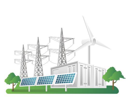 Línea eléctrica de energía solar  Ilustración