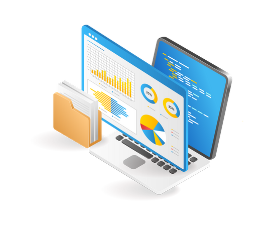 Desenvolvedor web de linguagem de programação de análise de dados  Ilustração