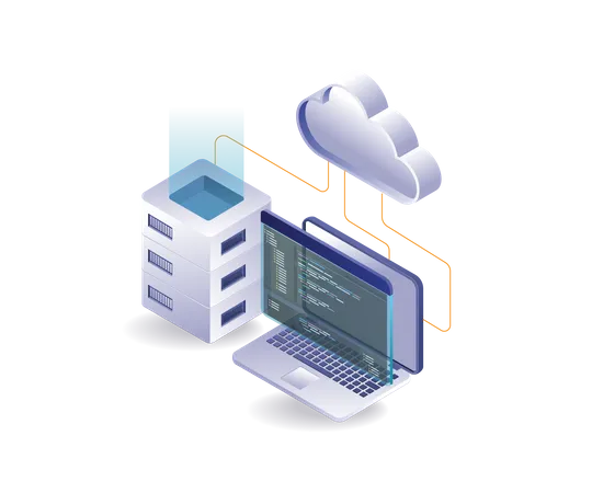 Linguagem de programação de análise de hospedagem de servidor em nuvem  Ilustração