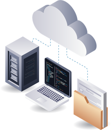 Linguagem de programação de computador de servidor em nuvem  Ilustração