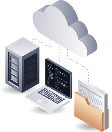 Linguagem de programação de computador de servidor em nuvem  Ilustração