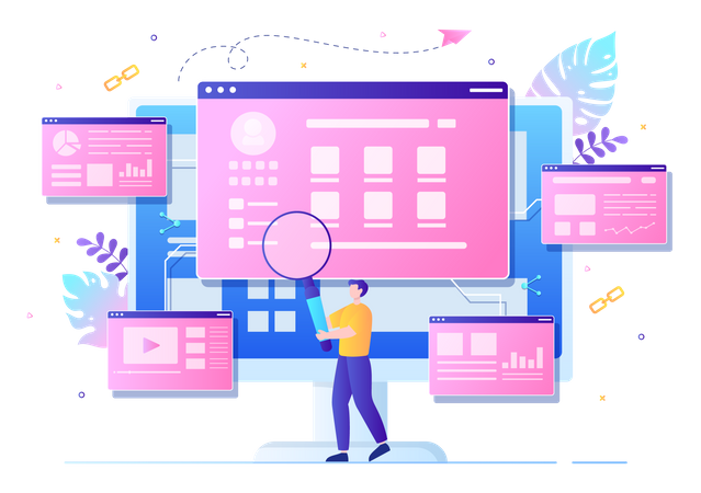 Linking different websites together  Illustration