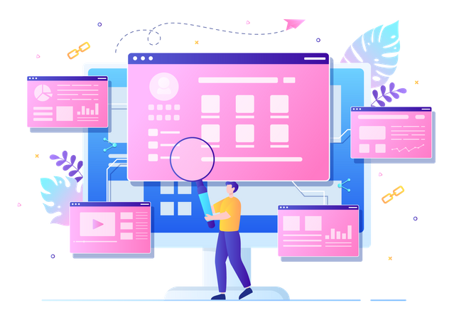 Linking different websites together  Illustration