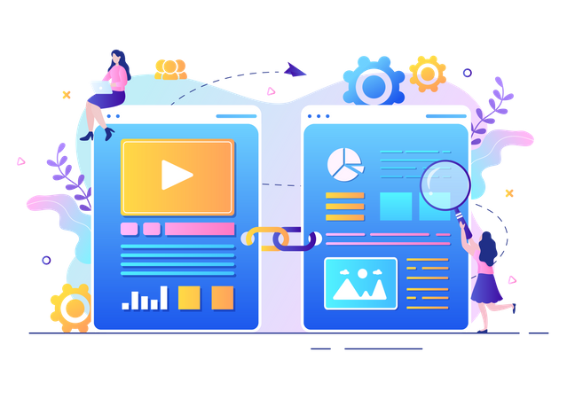 Linking two websites together  Illustration